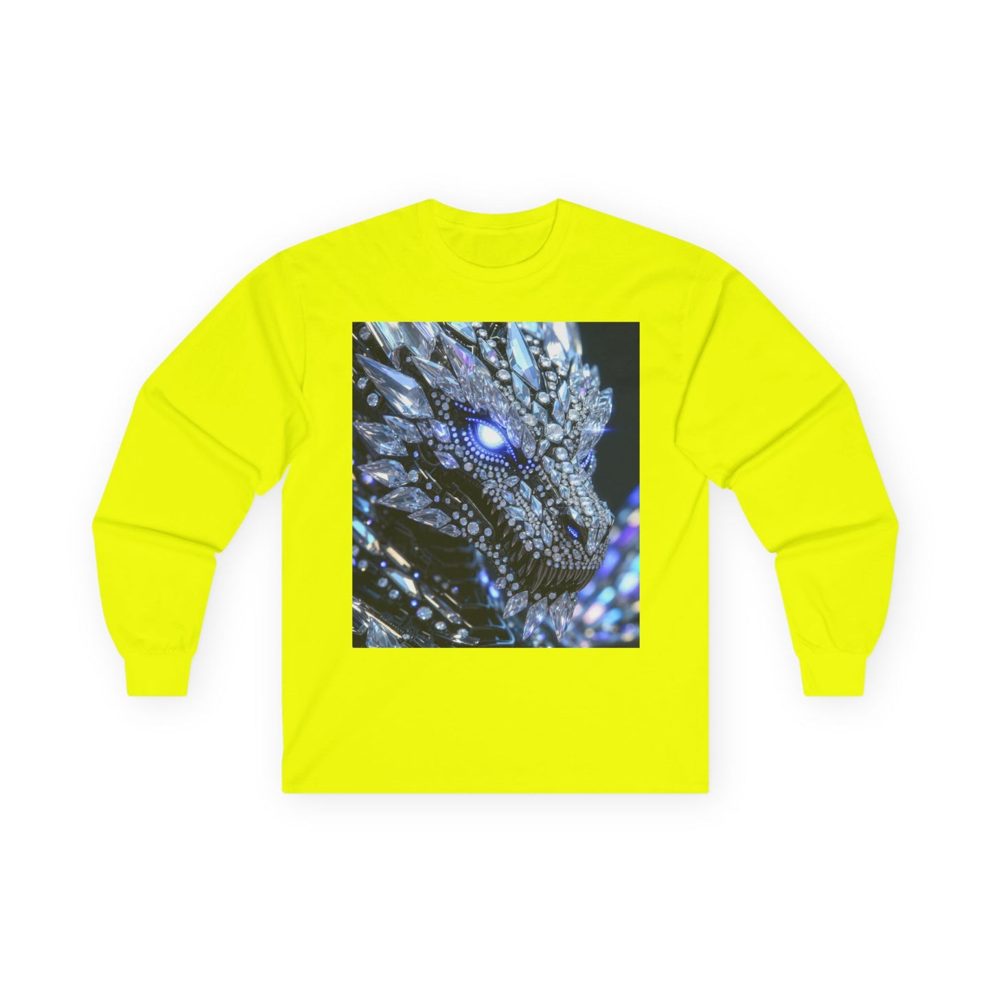 Dragon Art Long Sleeve Tee — Blue Crystal Dragon Graphic