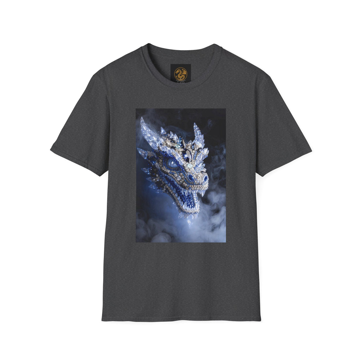 A Crystal Dragon Portrait T-Shirt — Mystical Blue Dragon Art Tee