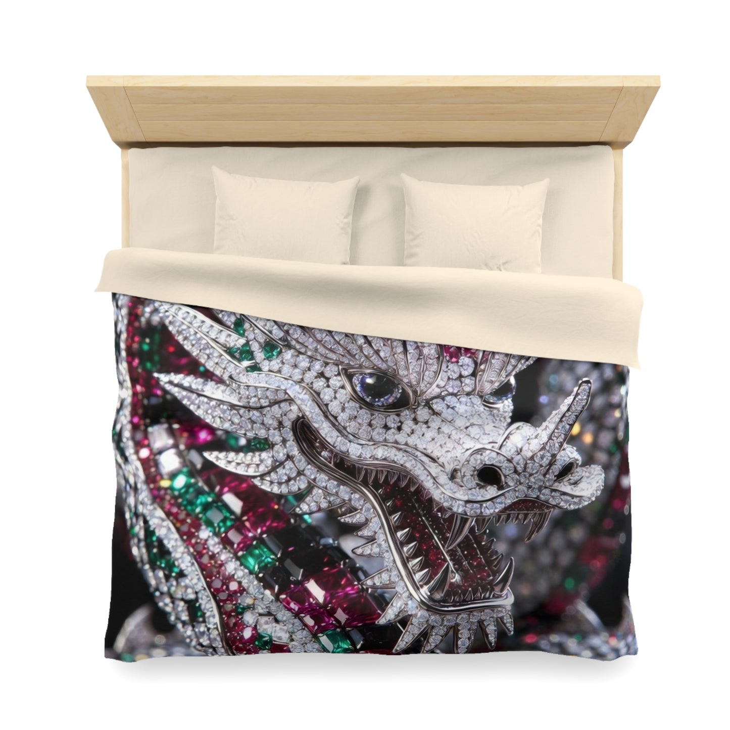 Dragon Jewel Microfiber Duvet Cover — Sparkling Gemstone Dragon Bedding