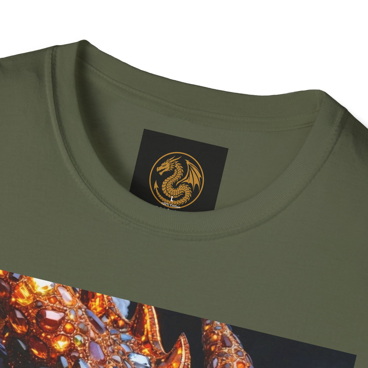 A Gemstone Dragon Head Graphic T-Shirt — Fiery Fantasy Scaly Creature Design