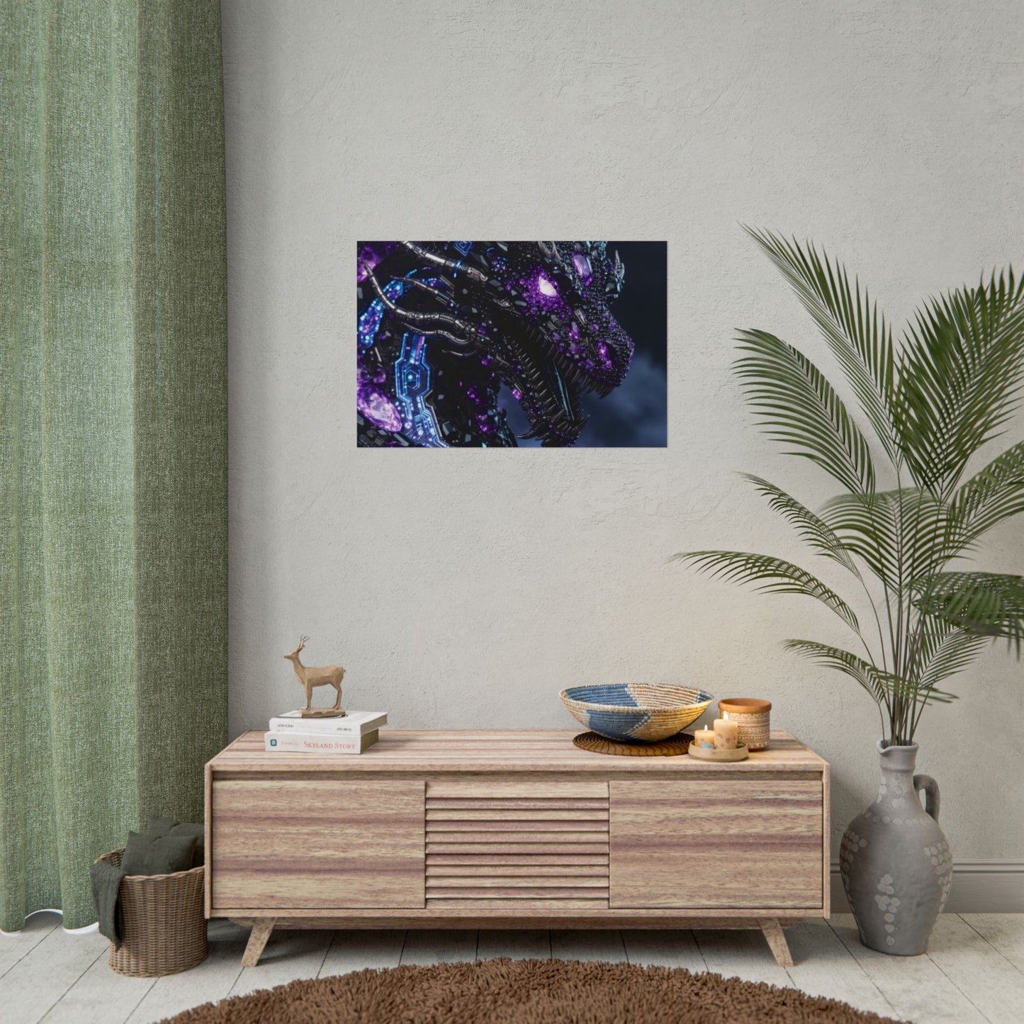 Rolled Poster — Cyberpunk Dragon Storm Art Print