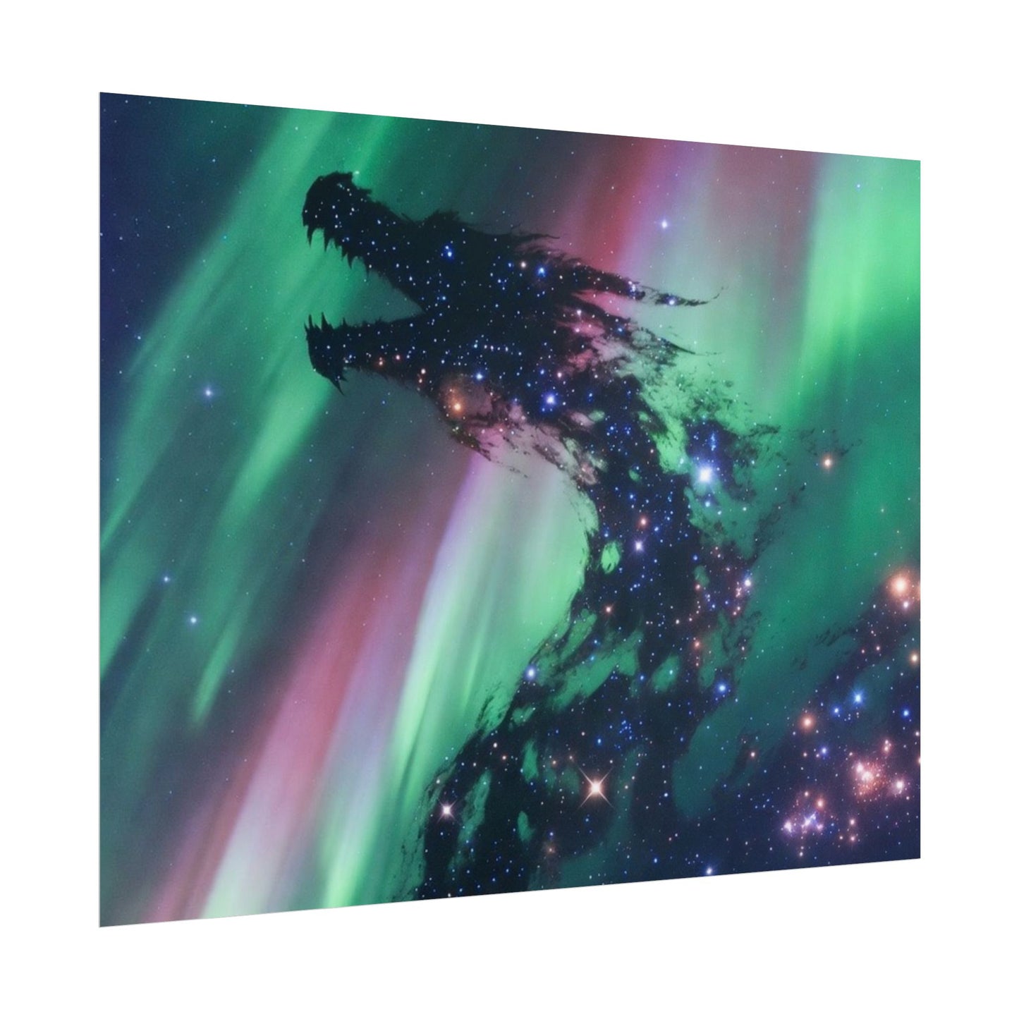 Aurora Dragon Poster — Cosmic Northern Lights Wall Art (Rolled Poster)