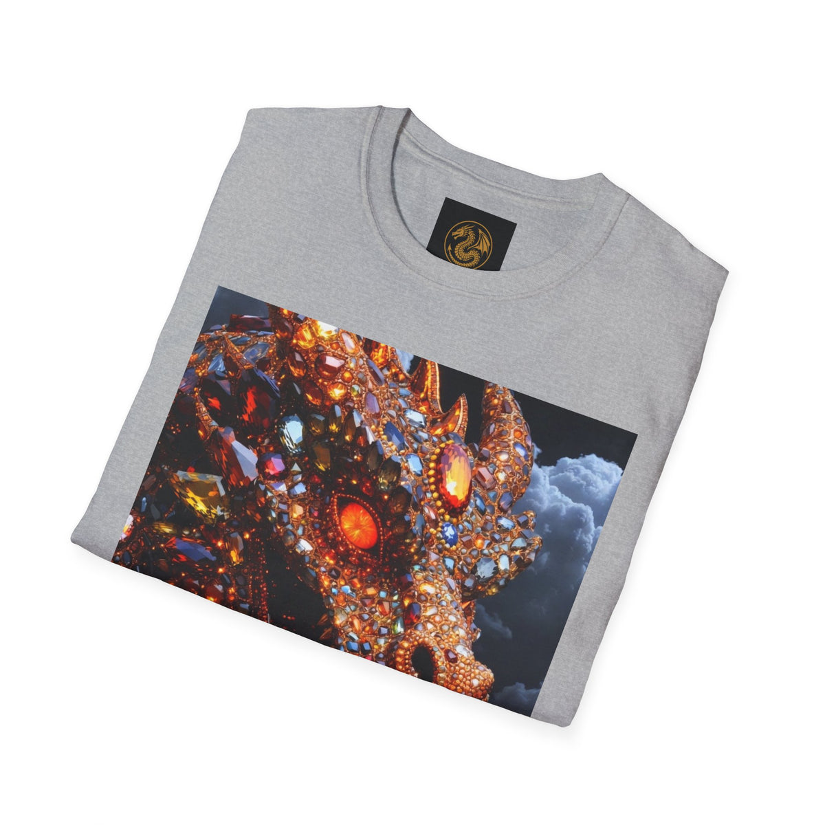 A Gemstone Dragon Head Graphic T-Shirt — Fiery Fantasy Scaly Creature Design