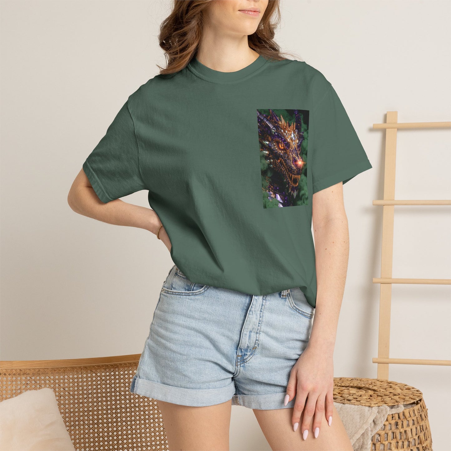 Dragon Pocket Graphic T‑Shirt — Fiery Fantasy Chest Print