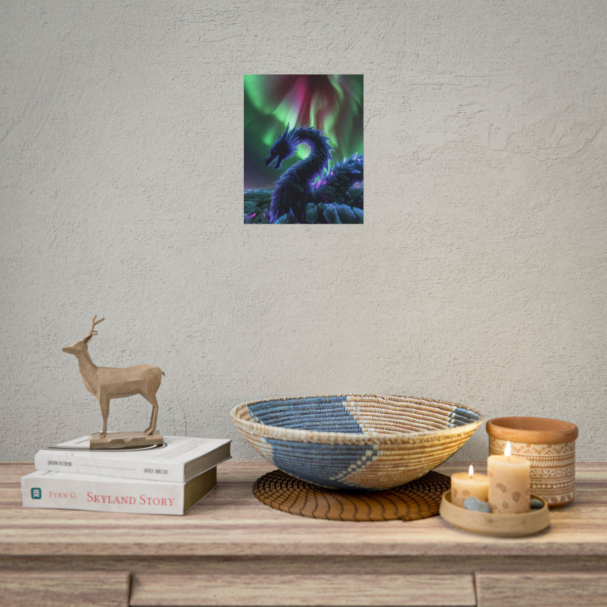 Aurora Crystal Dragon Poster — Fantasy Wall Art Print