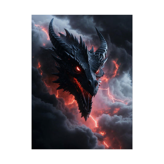 Dragon Storm Rolled Poster — Dark Fantasy Dragon Wall Art