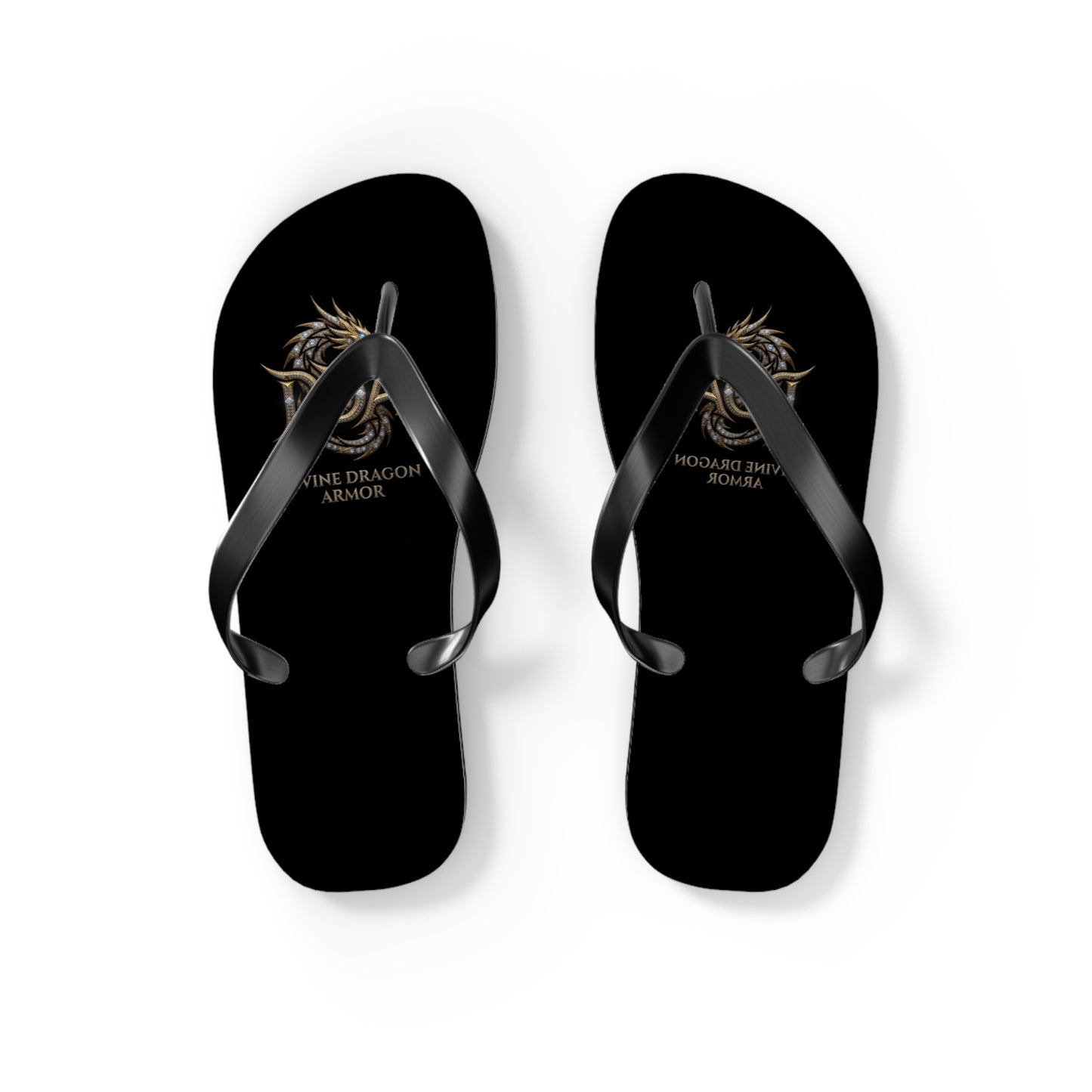 Dragon Armor Flip Flops – Black Fantasy Shield Beach Sandals