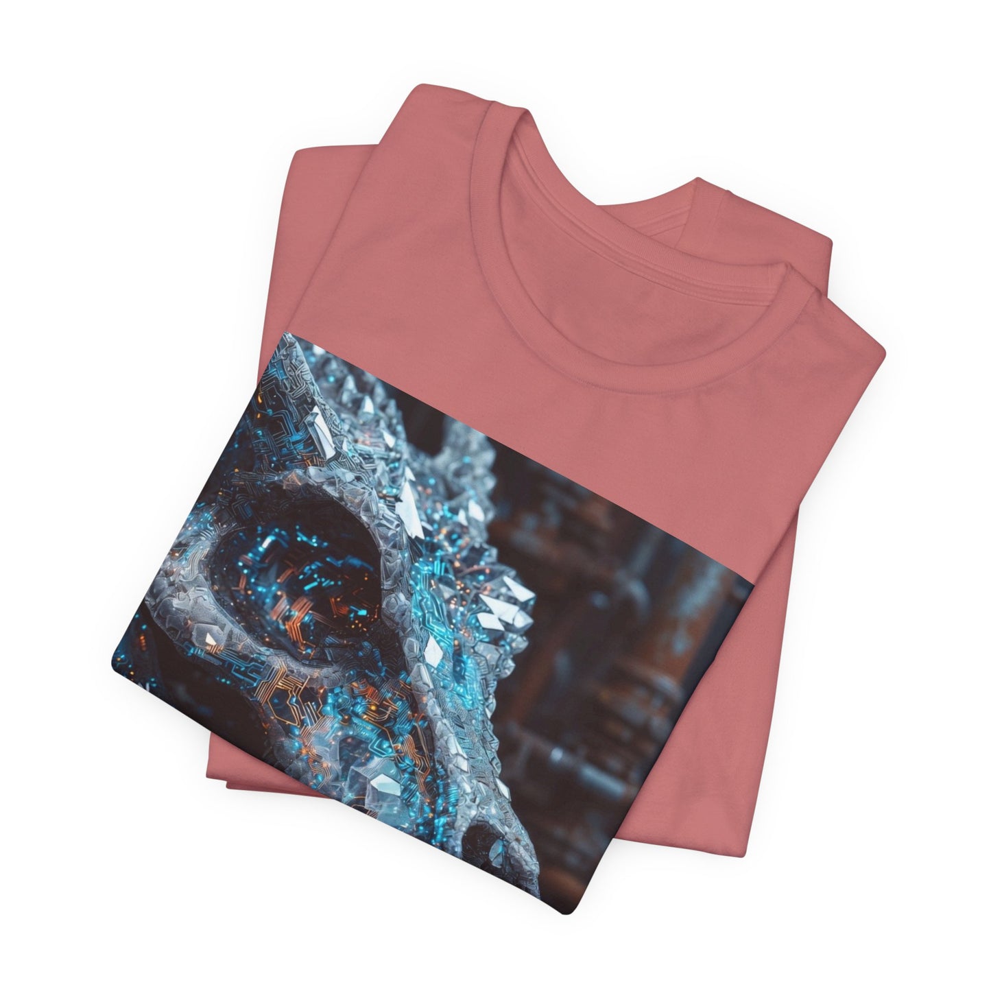 Dragon Skull Graphic Tee — Iridescent Fossil Art T-Shirt