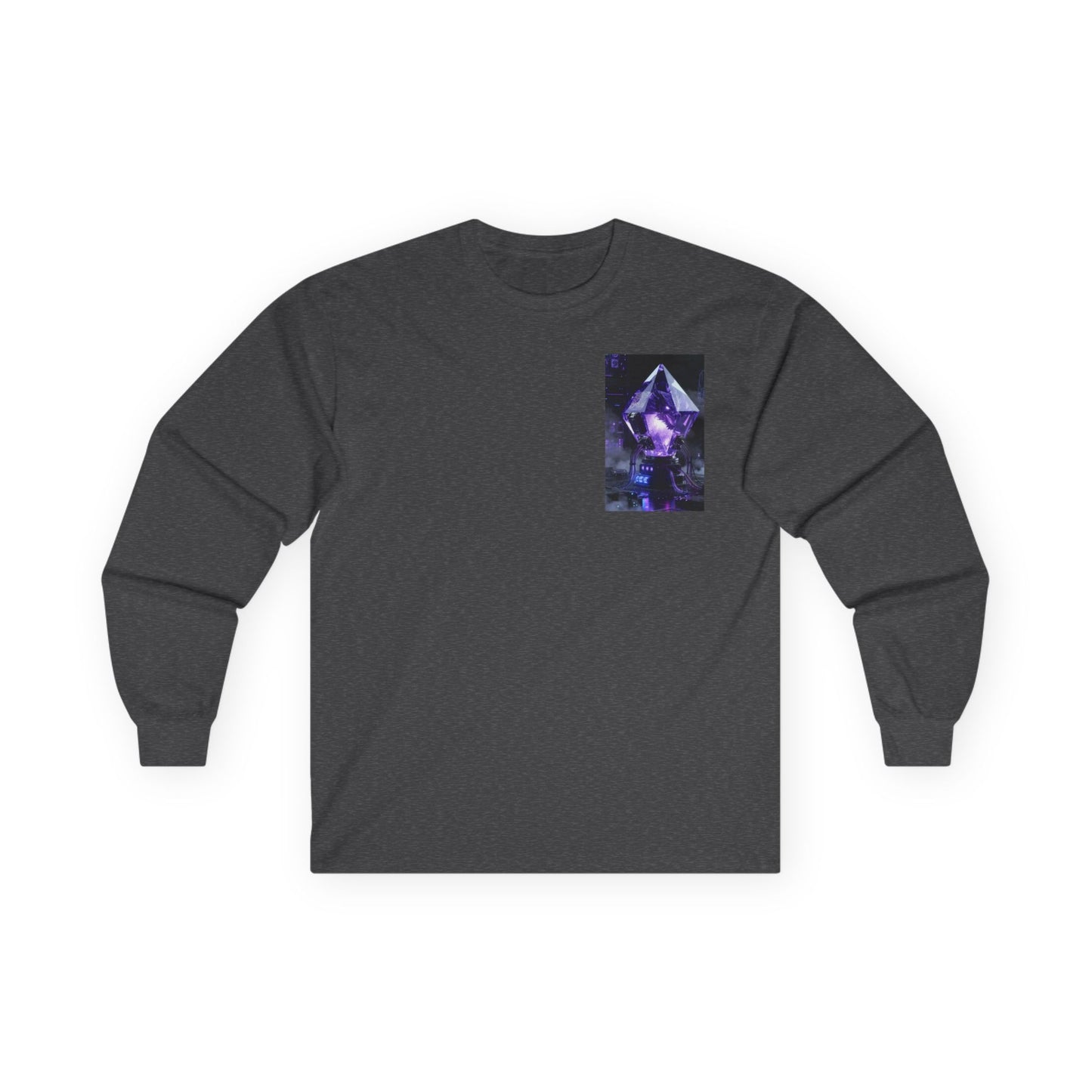 Long Sleeve Tee — Purple Crystal Skull Graphic