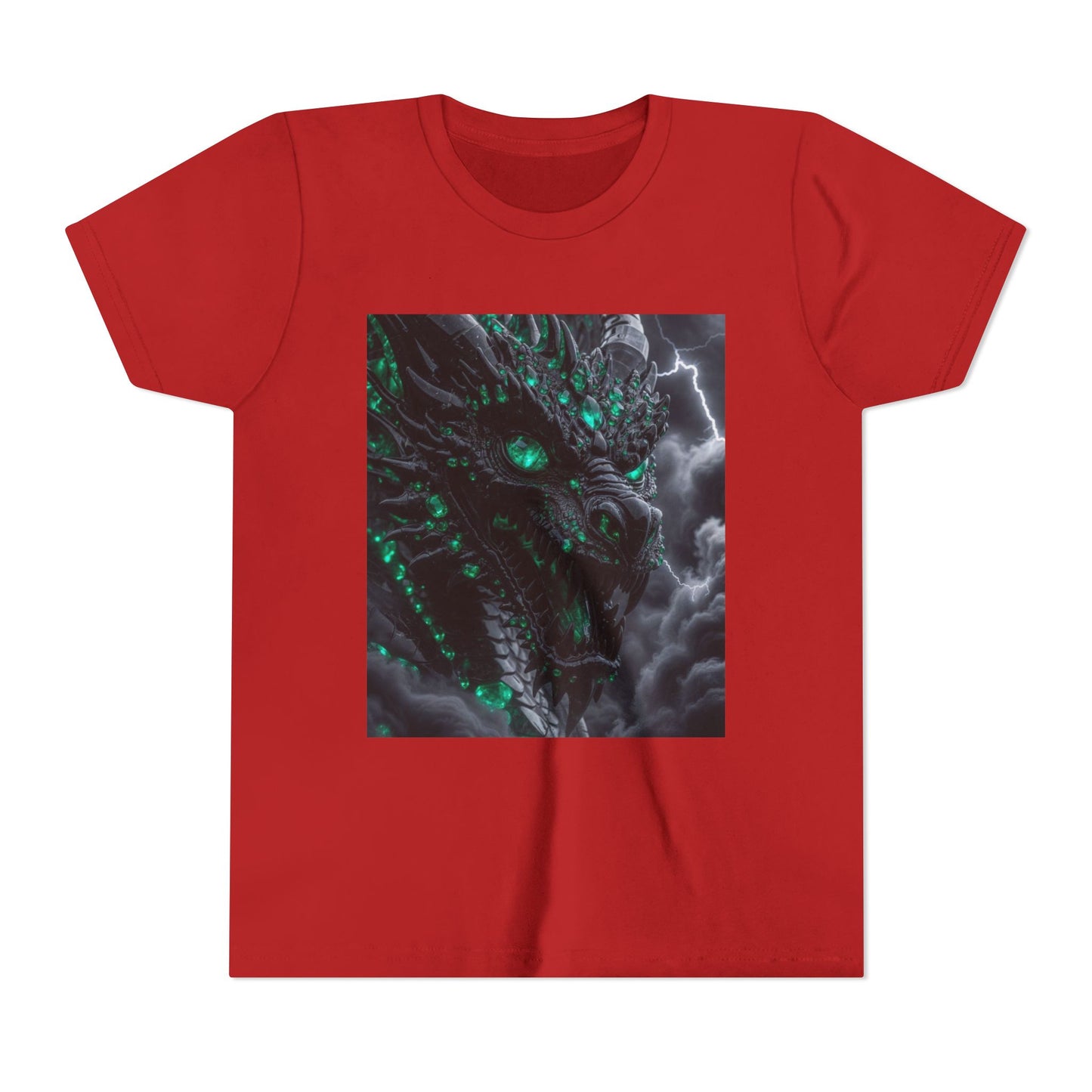 A Top selling Dragon Storm Youth Tee — Neon Green Dragon Illustration Graphic T-Shirt