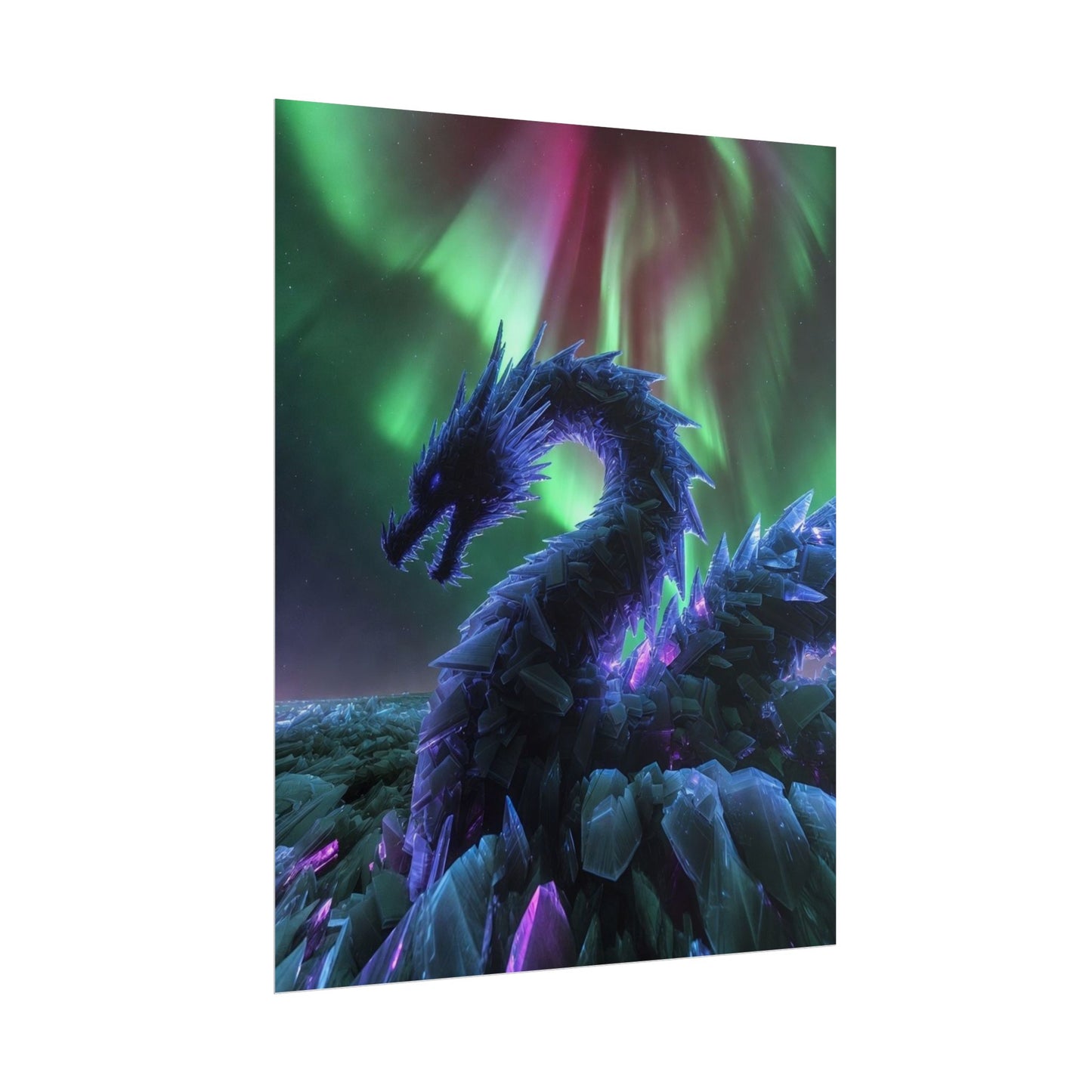 Aurora Crystal Dragon Poster — Fantasy Wall Art Print