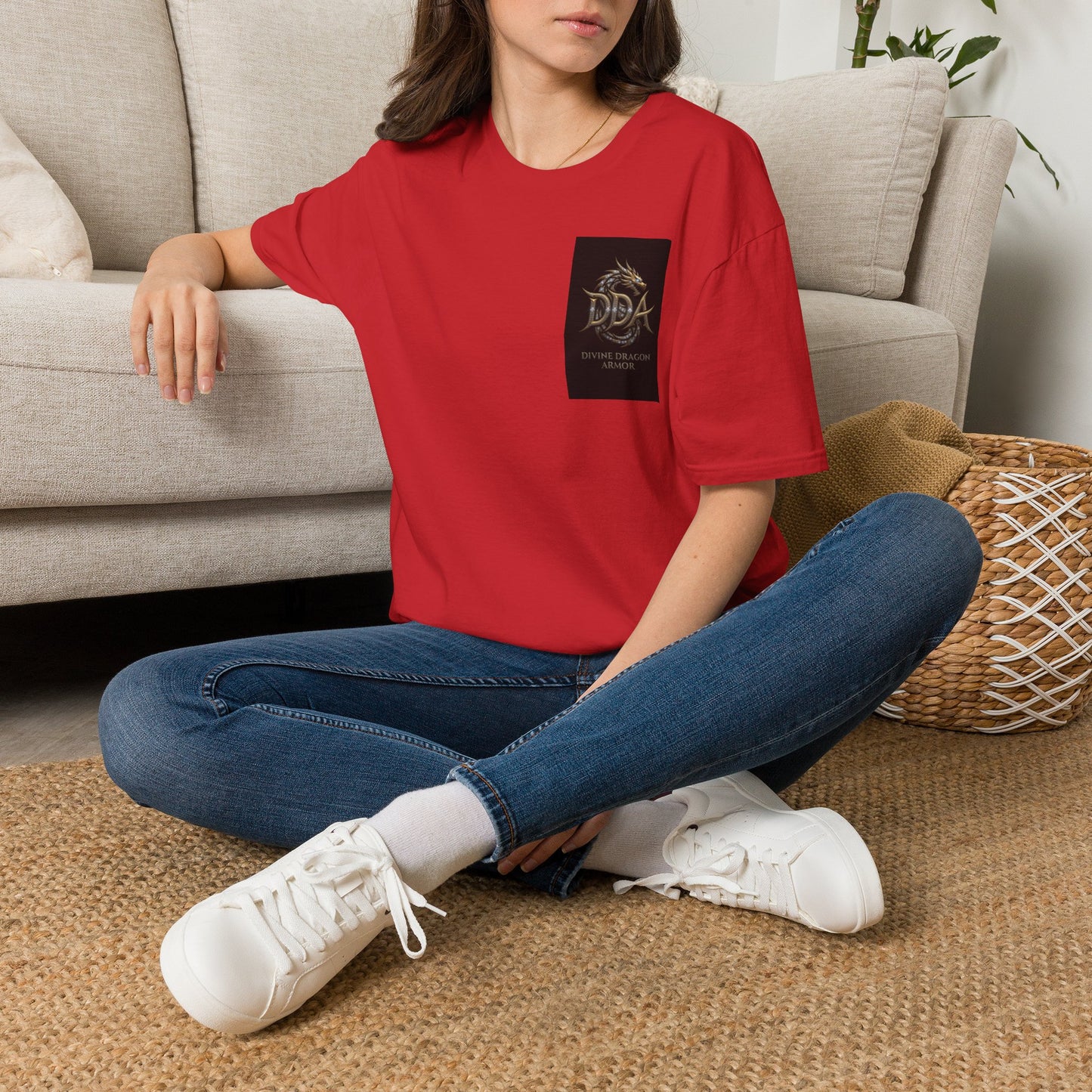 #1 Selling Dragon Logo Pocket T-Shirt — "DDA Divine Dragon Armor" Chest Patch