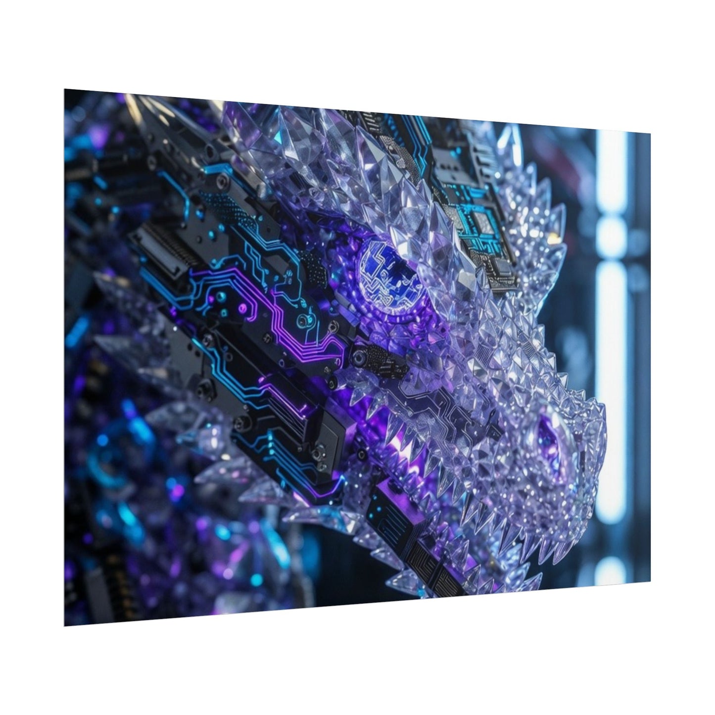 Rolled Poster — Cyber Crystal Dragon Art Print