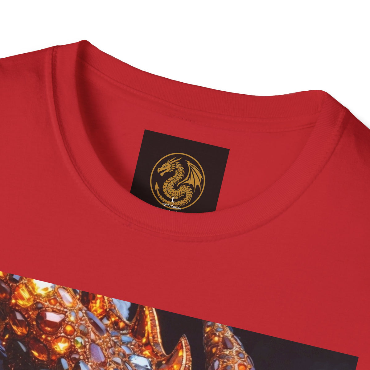 A Gemstone Dragon Head Graphic T-Shirt — Fiery Fantasy Scaly Creature Design