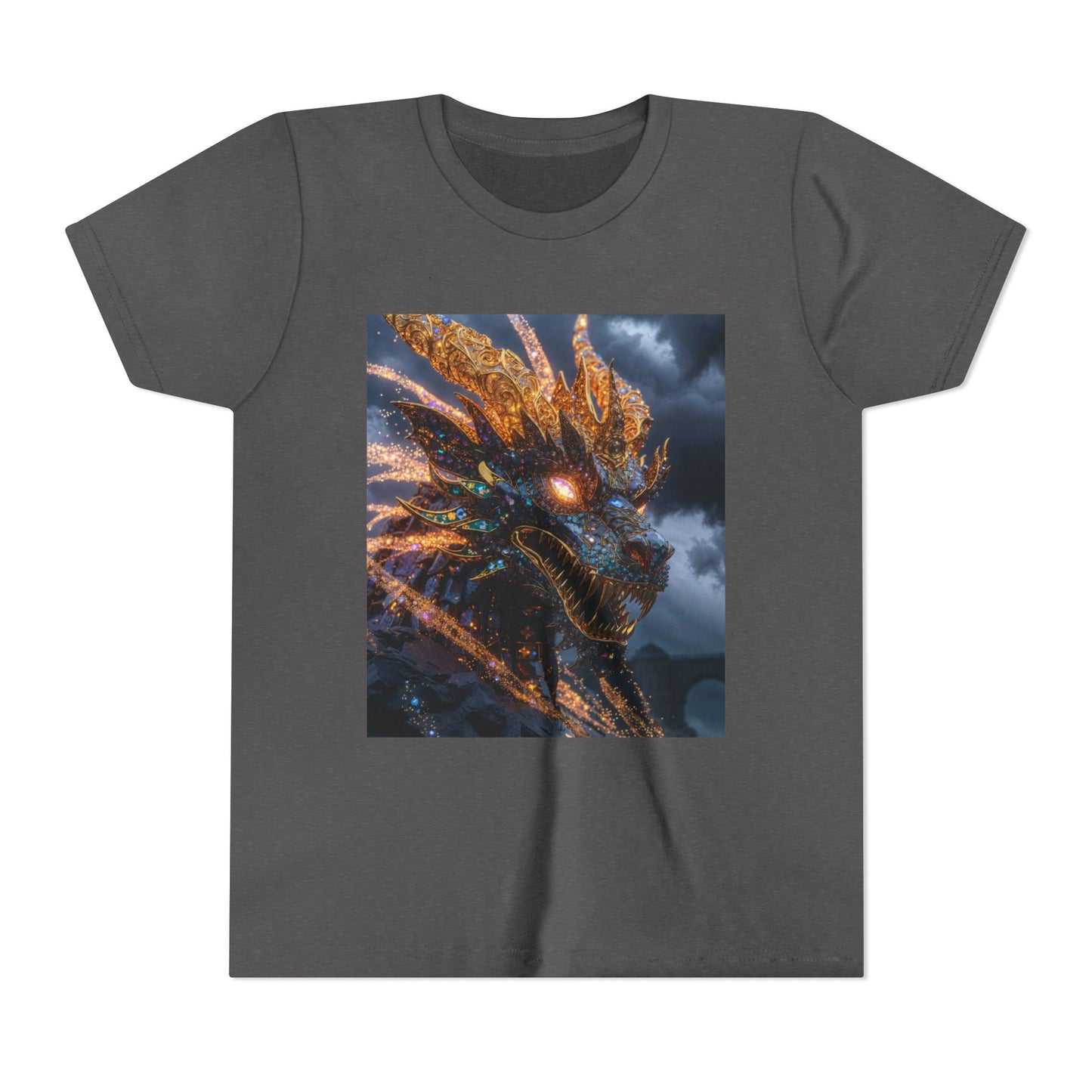 Youth Dragon Tee — Fiery Dragon Head Graphic Kids T‑Shirt