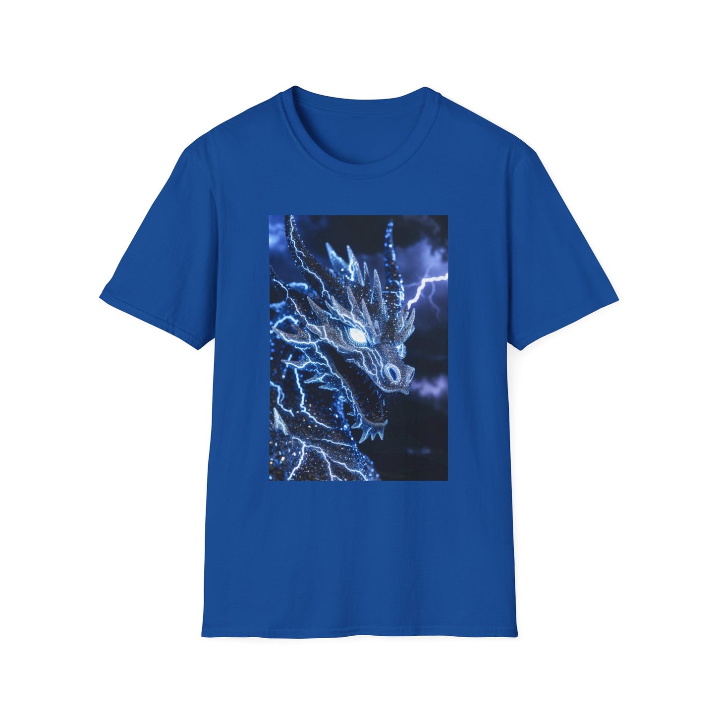 Lightning Dragon T-Shirt — Electric Blue Mythical Dragon Graphic Tee