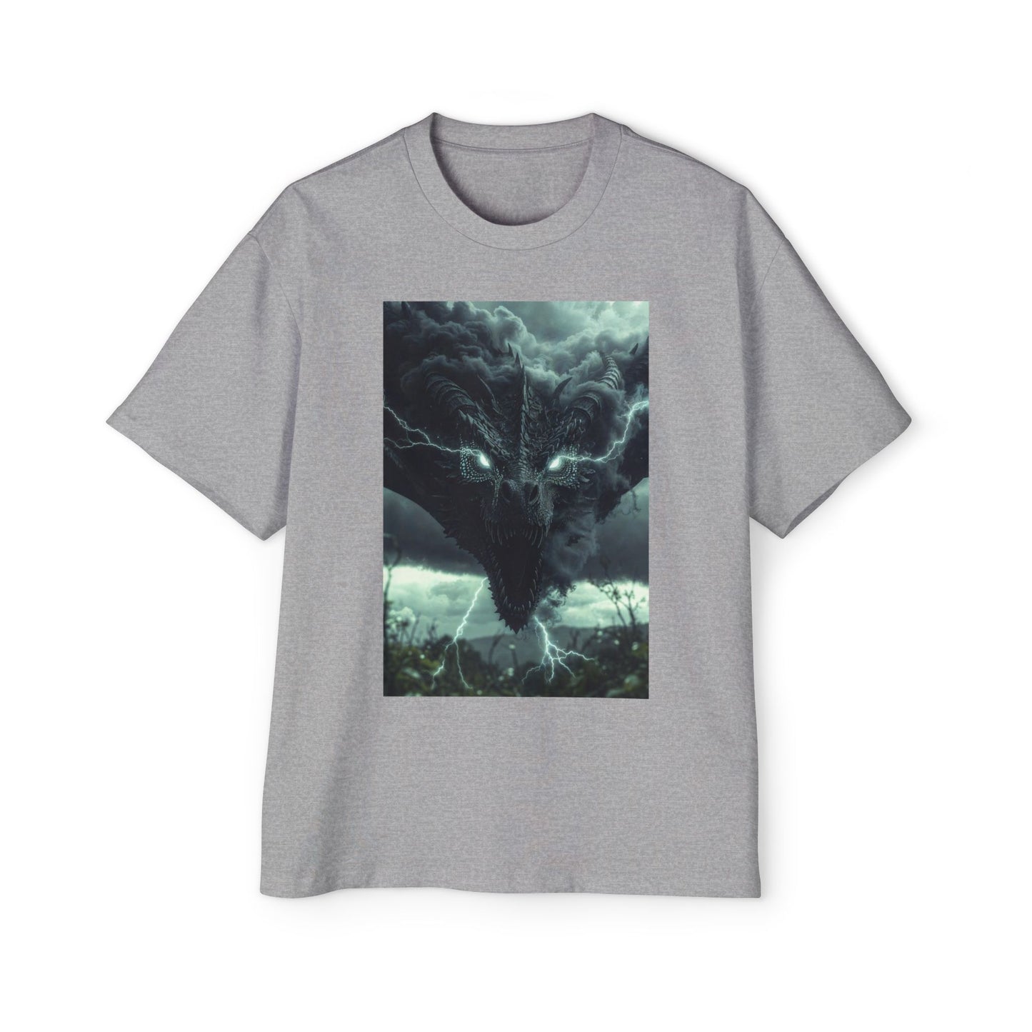 Storm Dragon Graphic Tee — Dark Fantasy Oversized Men's T-Shirt