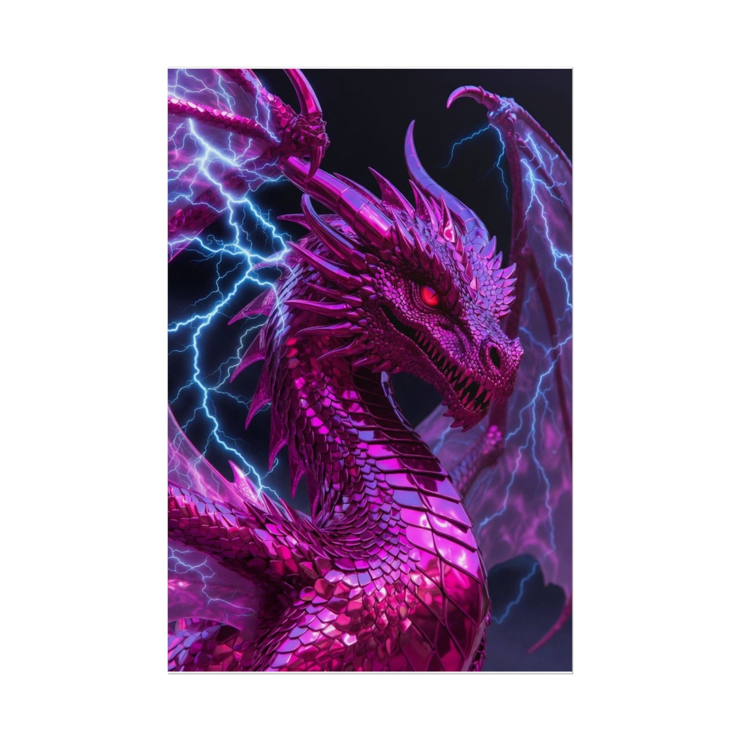Pink Electric Dragon Poster — Fantasy Wall Art Rolled Poster