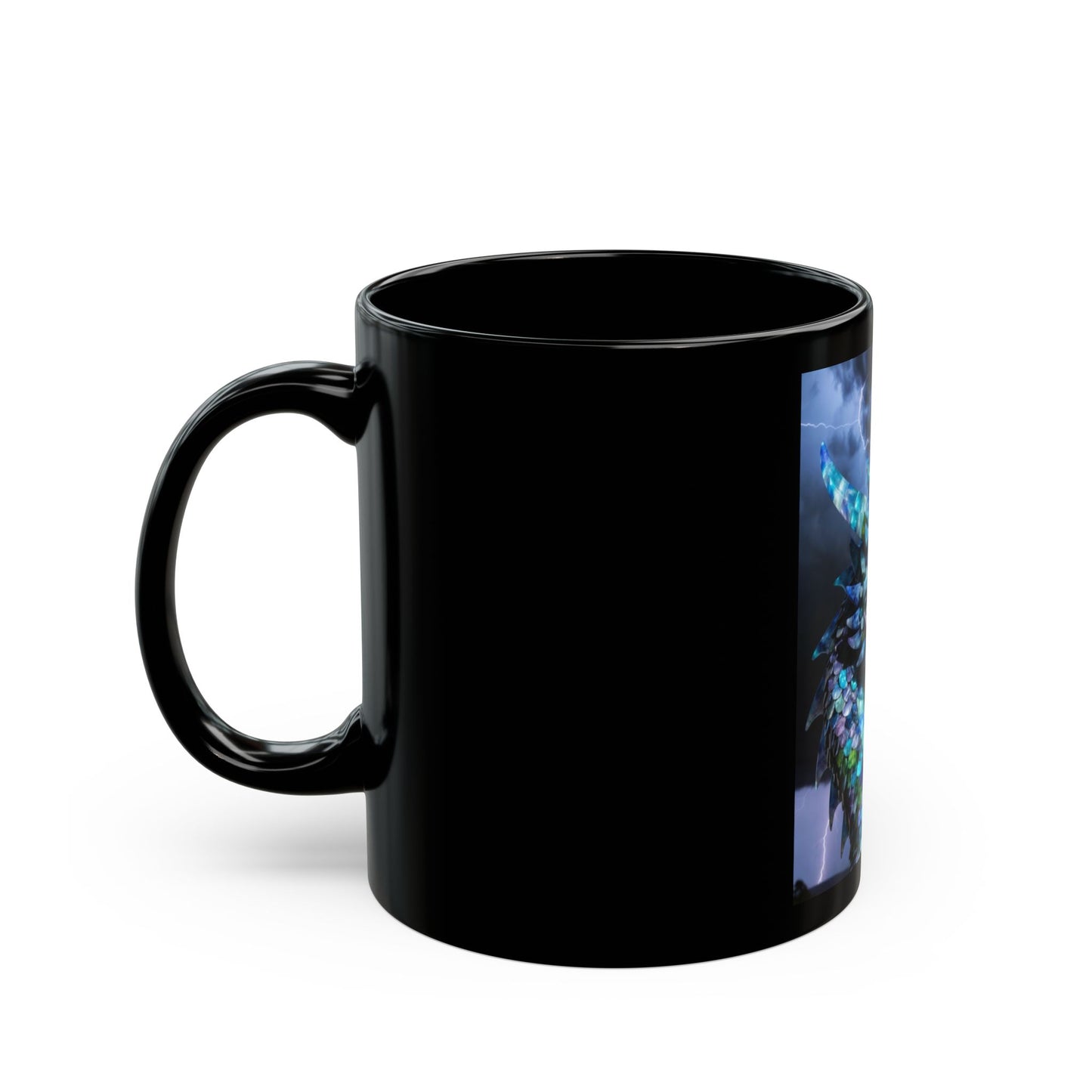 Storm Dragon Black Mug — Colorful Mythical Dragon Coffee Cup (11oz/15oz)
