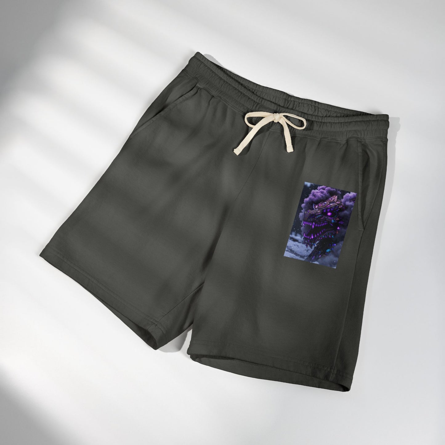 Lightweight Fleece Sweat Shorts with Purple Floral Pocket Print