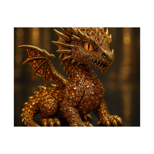 Golden Dragon Art Print, Satin Poster, Dragon Wall Art, Fantasy Decor, Gift for Gamers, Dragon Lover's Decoration