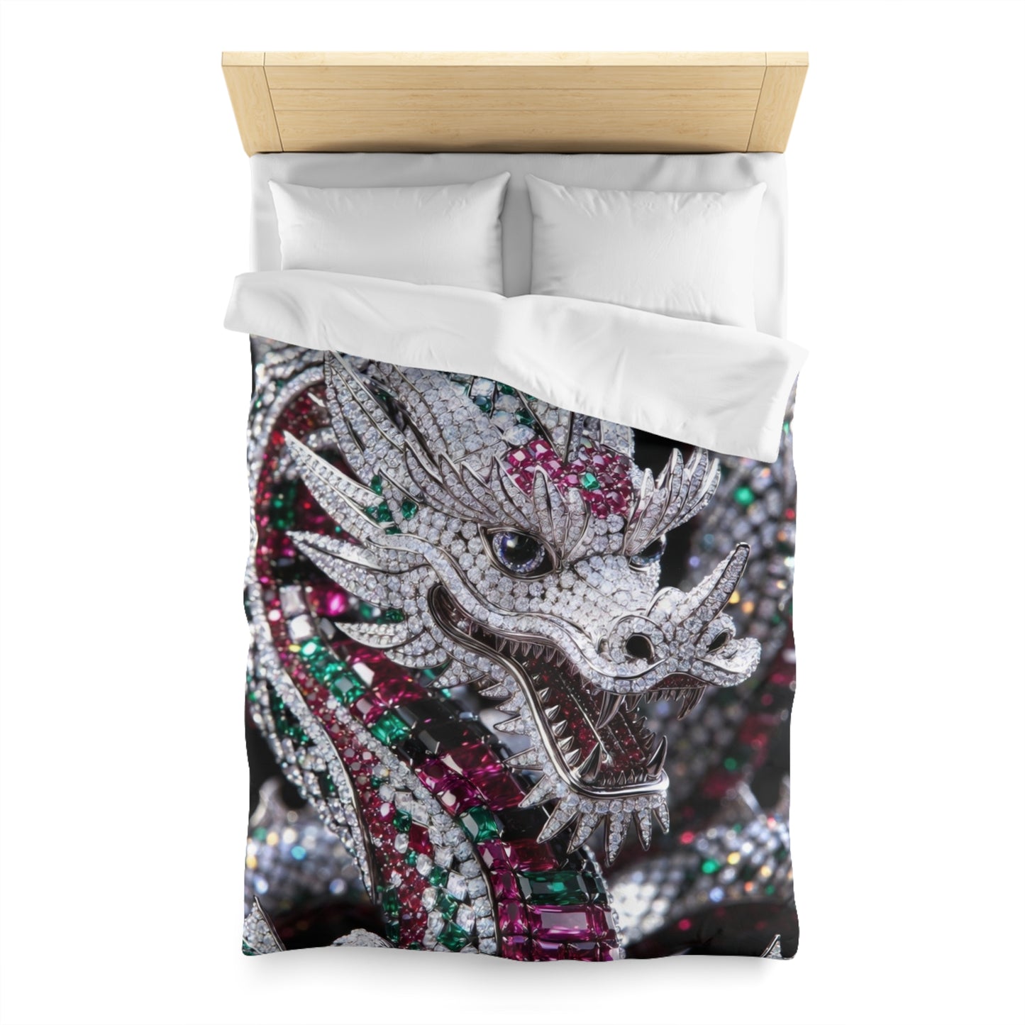 Dragon Jewel Microfiber Duvet Cover — Sparkling Gemstone Dragon Bedding