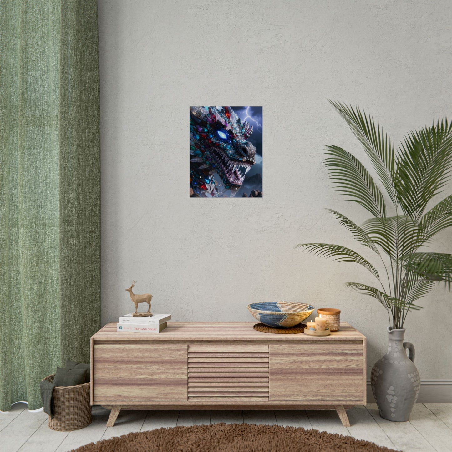 Dragon Crystal Poster — Fantasy Gem-Encrusted Dragon Wall Art (Rolled Poster)