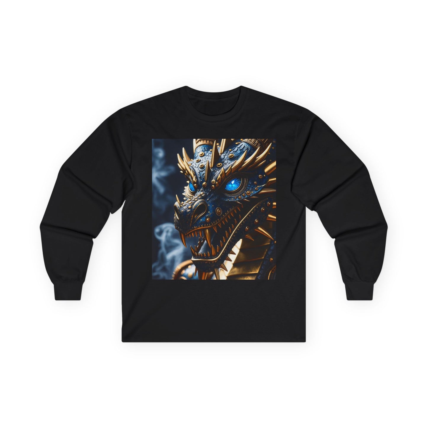 Dragon Graphic Long Sleeve Tee — Blue Eye Fantasy Dragon Shirt