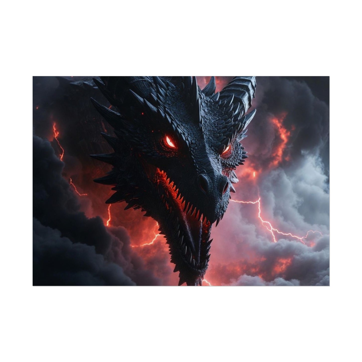 Dragon Storm Rolled Poster — Dark Fantasy Dragon Wall Art
