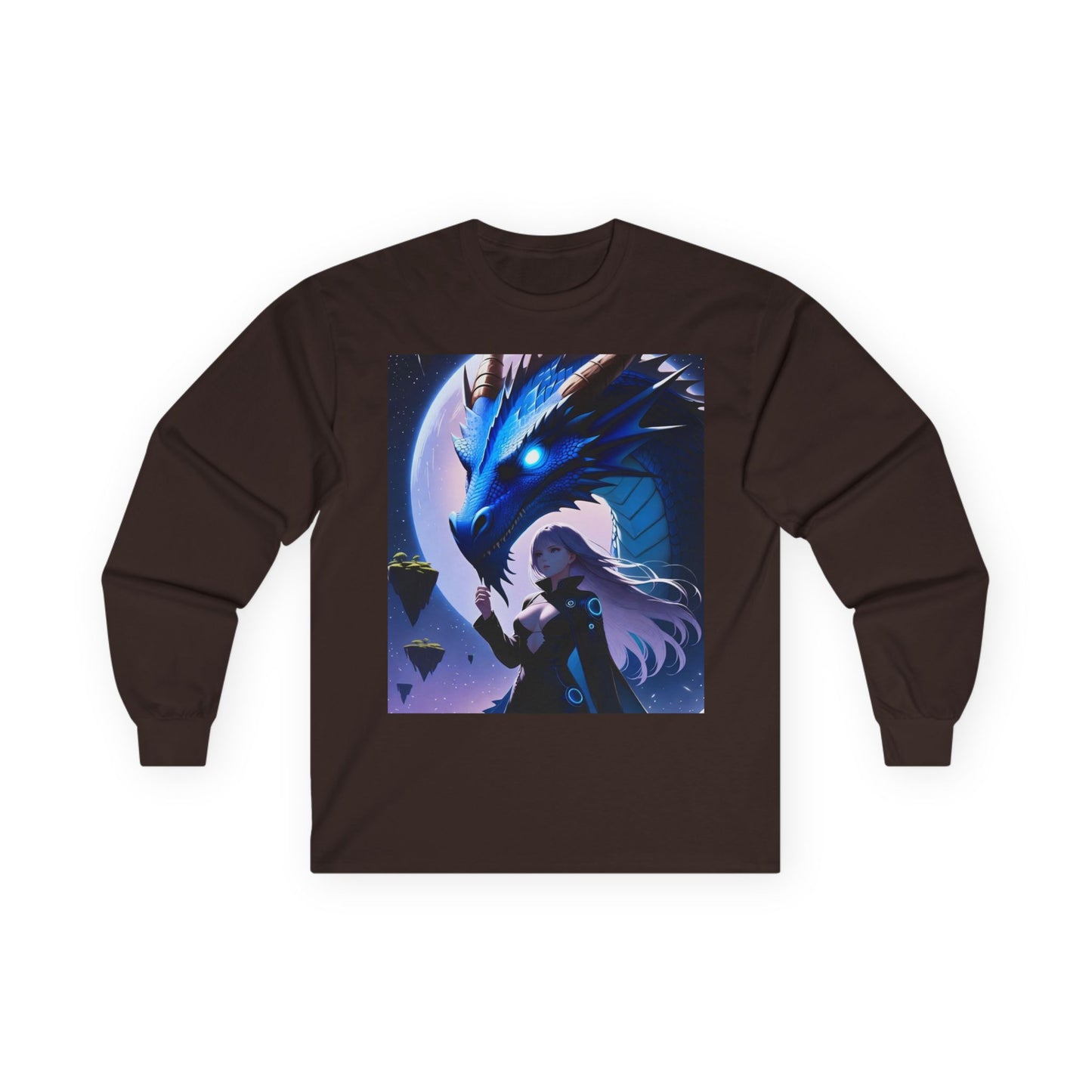Dragon Whisperer Long Sleeve Tee — Fantasy Blue Dragon Illustration