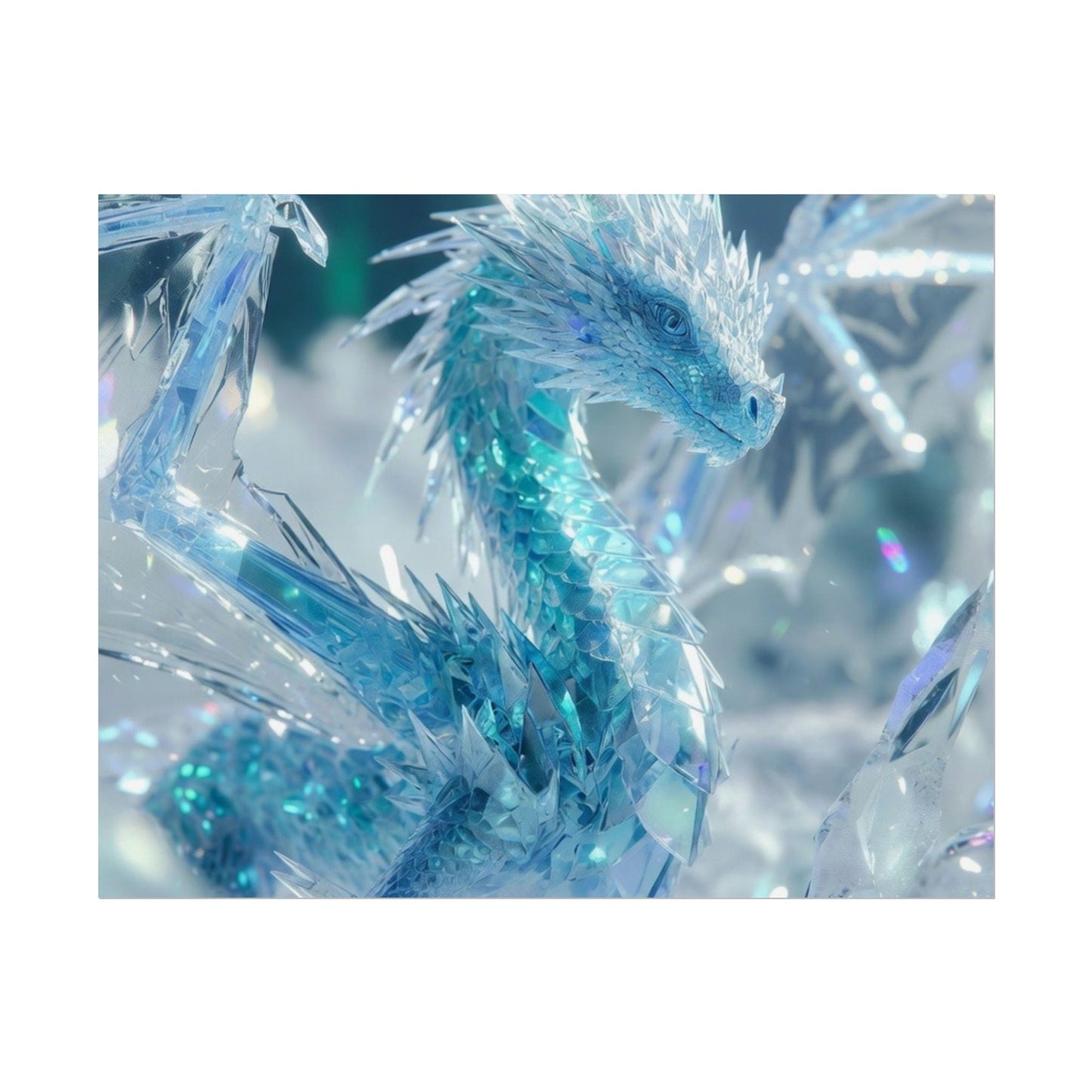 Ice Crystal Dragon Poster — Fantasy Aurora Wall Art (Rolled Poster)