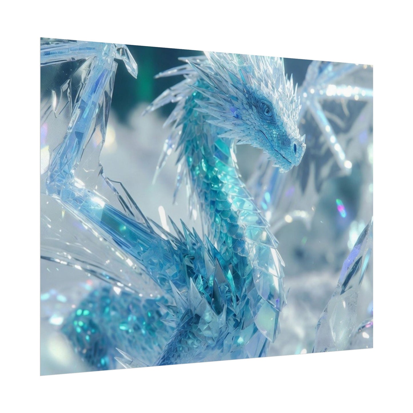 Ice Crystal Dragon Poster — Fantasy Aurora Wall Art (Rolled Poster)