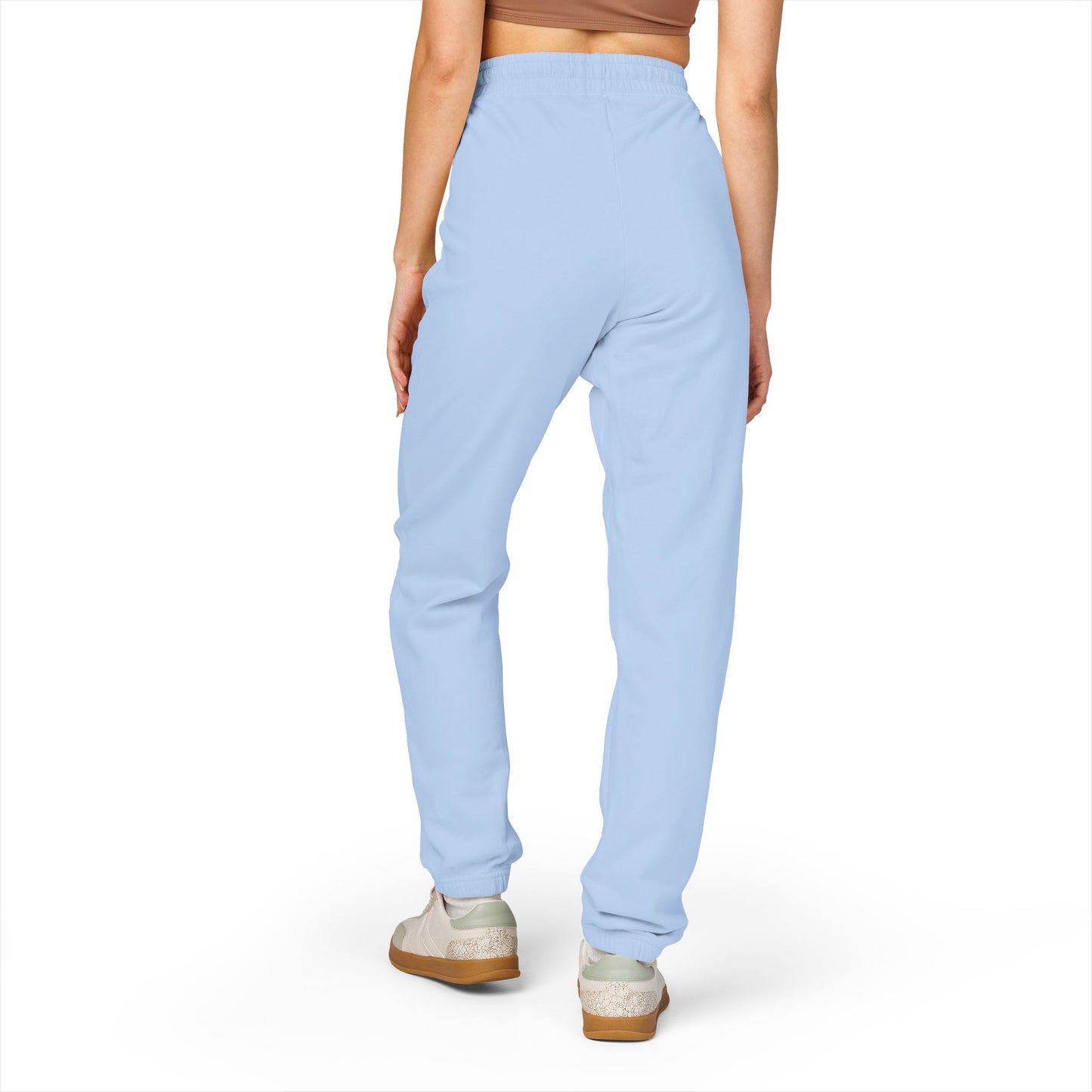 Garment-Dyed Fleece Sweatpants — Dark Olive Joggers with Blue Marble Pocket