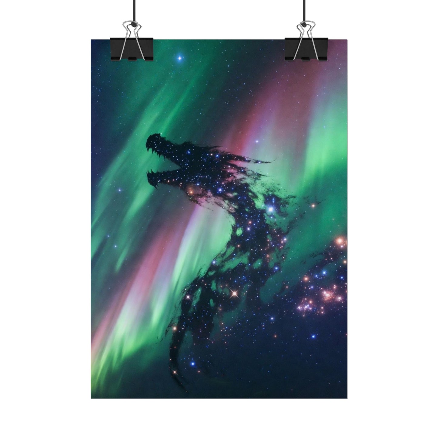 Aurora Dragon Poster — Cosmic Northern Lights Wall Art (Rolled Poster)