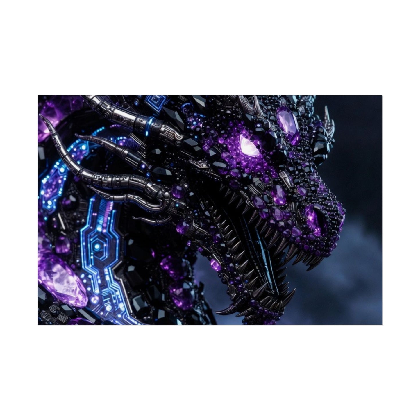 Rolled Poster — Cyberpunk Dragon Storm Art Print