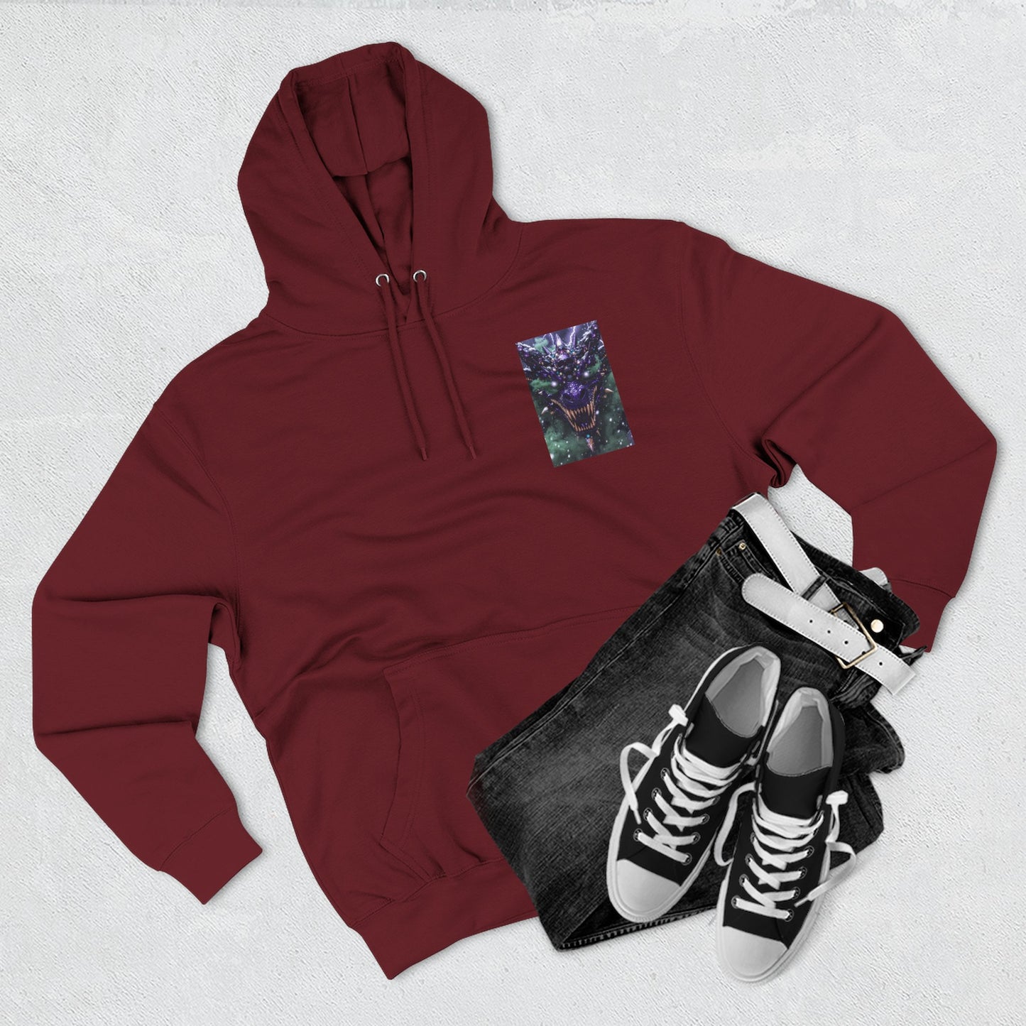 A Mystic Cosmic 🐉 Hoodie — Astral Galaxy Cat Chest Print Fleece Hoodie