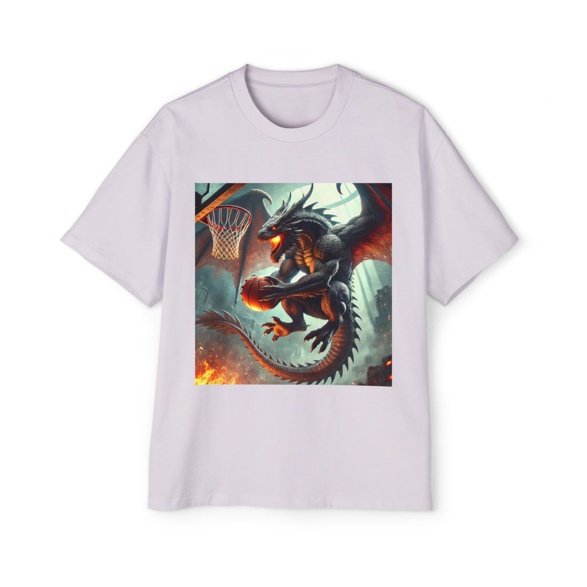 A Men's Fantasy Dragon Basketball Tee - Oversized Graphic Shirt, Streetwear Style, Casual Outfit, Gift for Him, Unique Art Tee