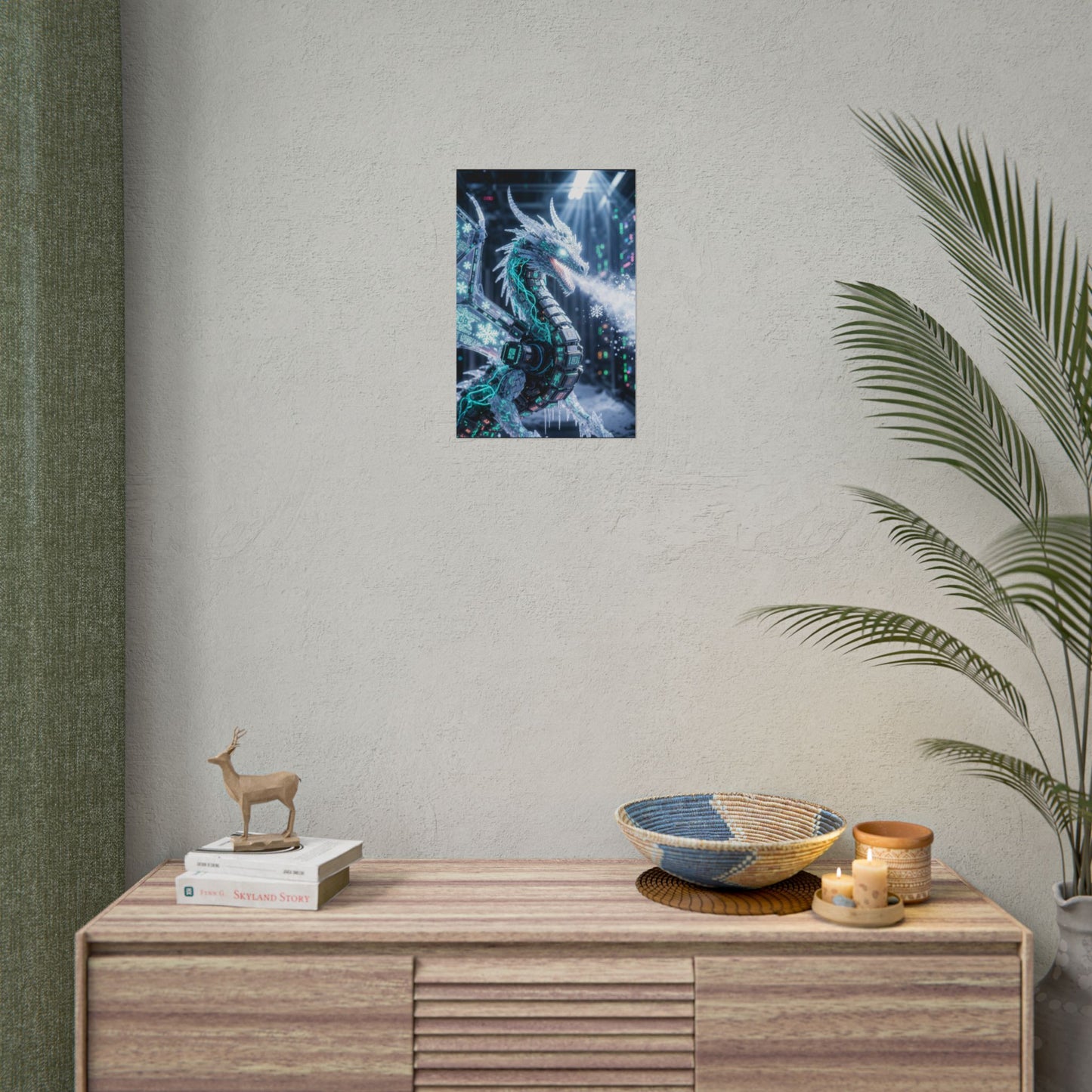 Rolled Poster — Cyber Ice Dragon Fantasy Art Print
