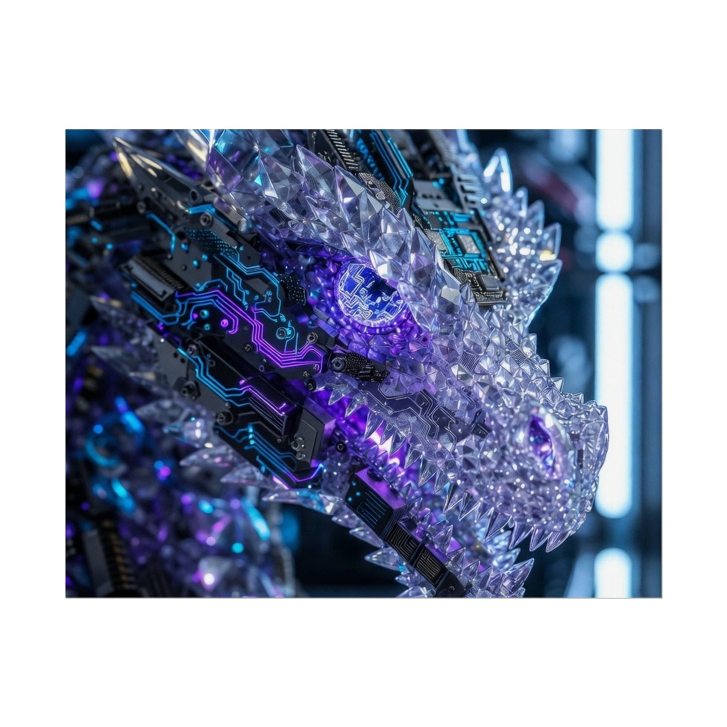 Rolled Poster — Cyber Crystal Dragon Art Print