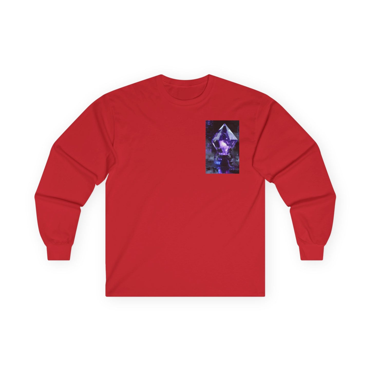 Long Sleeve Tee — Purple Crystal Skull Graphic