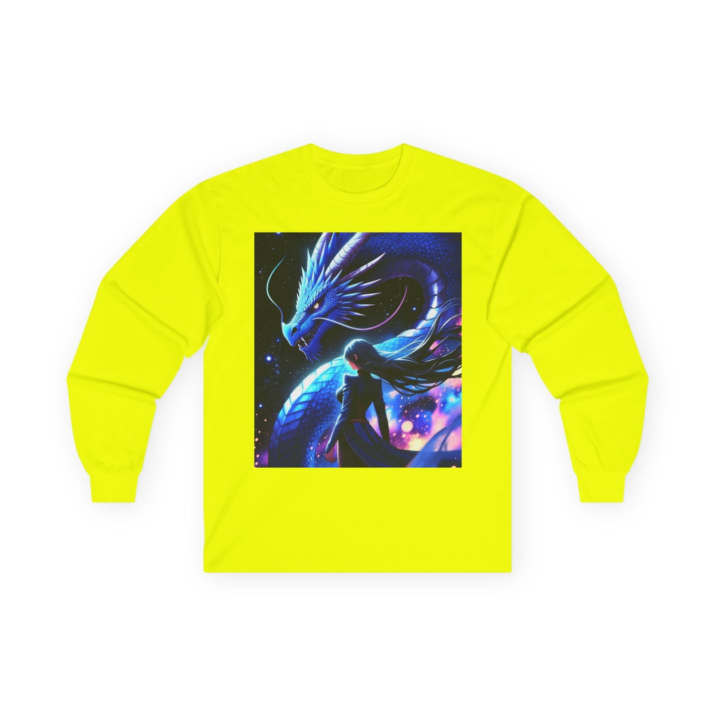 Dragon Spirit Long Sleeve Tee — Mystical Blue Anime Silhouette