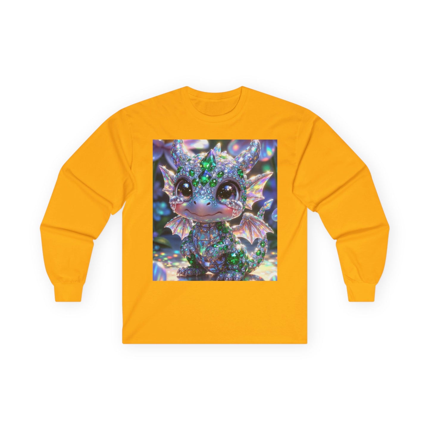 Sparkling Baby Dragon Long Sleeve Tee — Cute Fantasy Creature Shirt