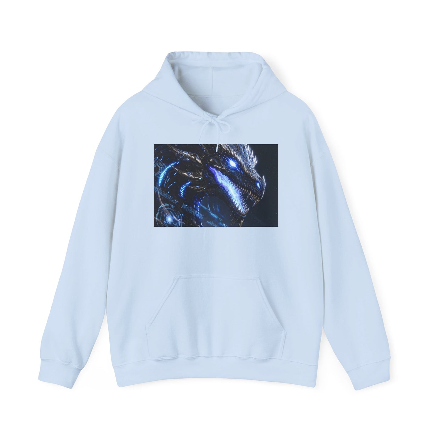 Blue Dragon Hoodie – Neon Fantasy Dragon Face Pullover