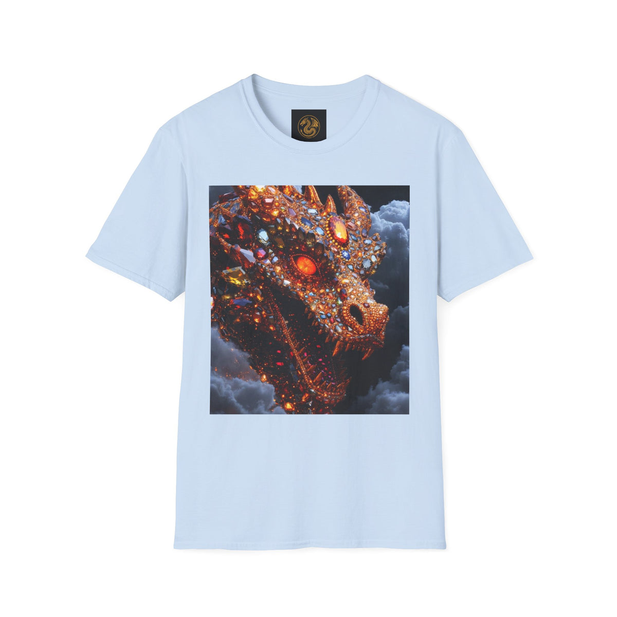 A Gemstone Dragon Head Graphic T-Shirt — Fiery Fantasy Scaly Creature Design