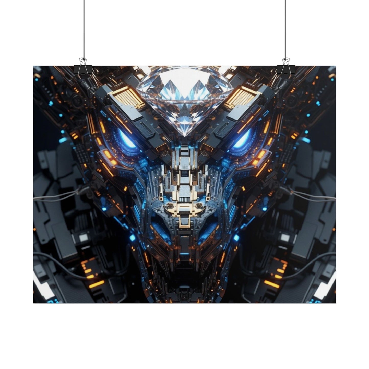 Futuristic Mech Dragon Poster – Cybernetic Robot Art Print