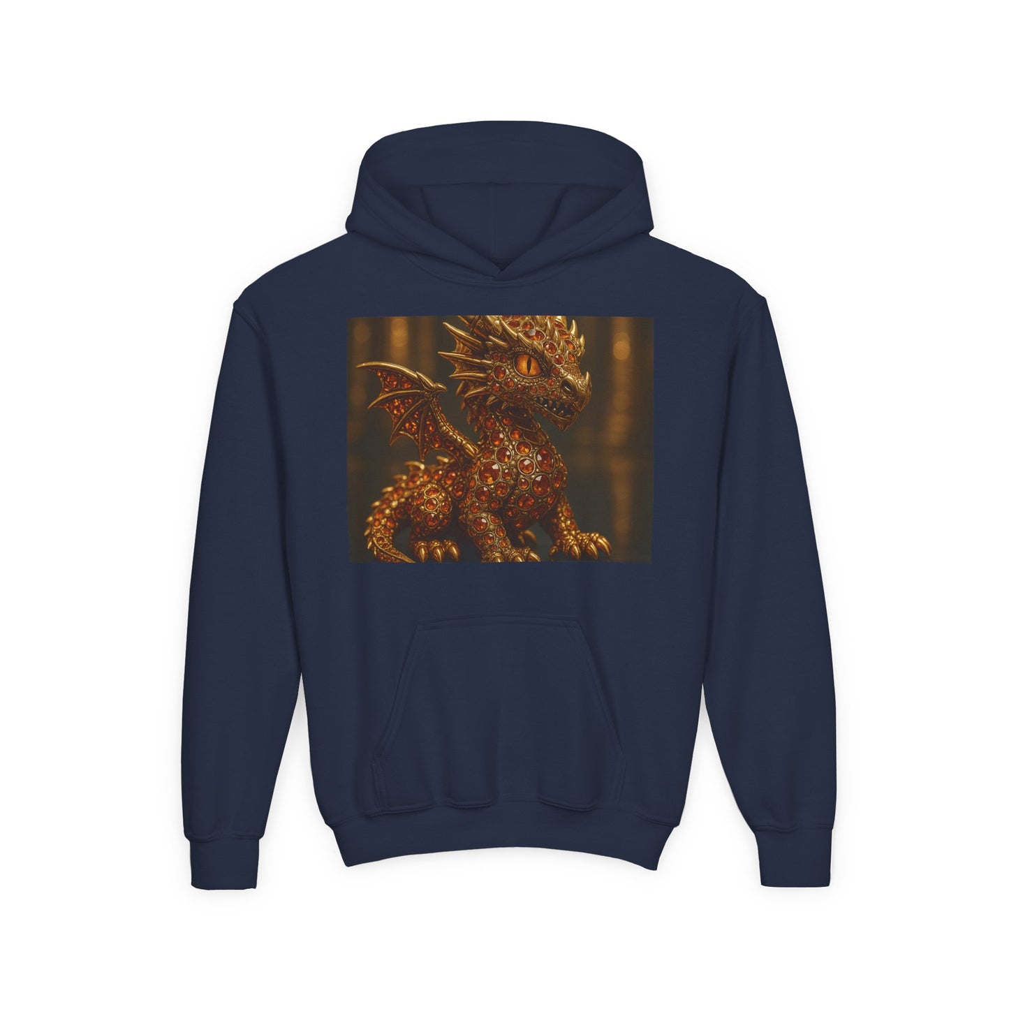 Dragon Fantasy Youth Heavy Blend Hooded Sweatshirt, Adventure Hoodie, Gift for Kids, Fantasy Apparel, Cozy Sweatshirt for Young Dreamers