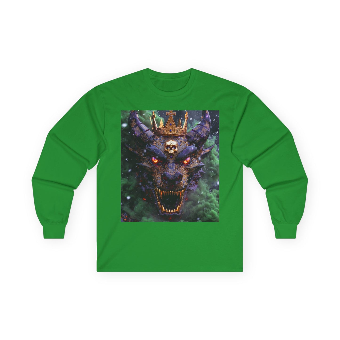 Dragon Demon Skull Long Sleeve Tee — Gothic Fantasy Graphic Shirt