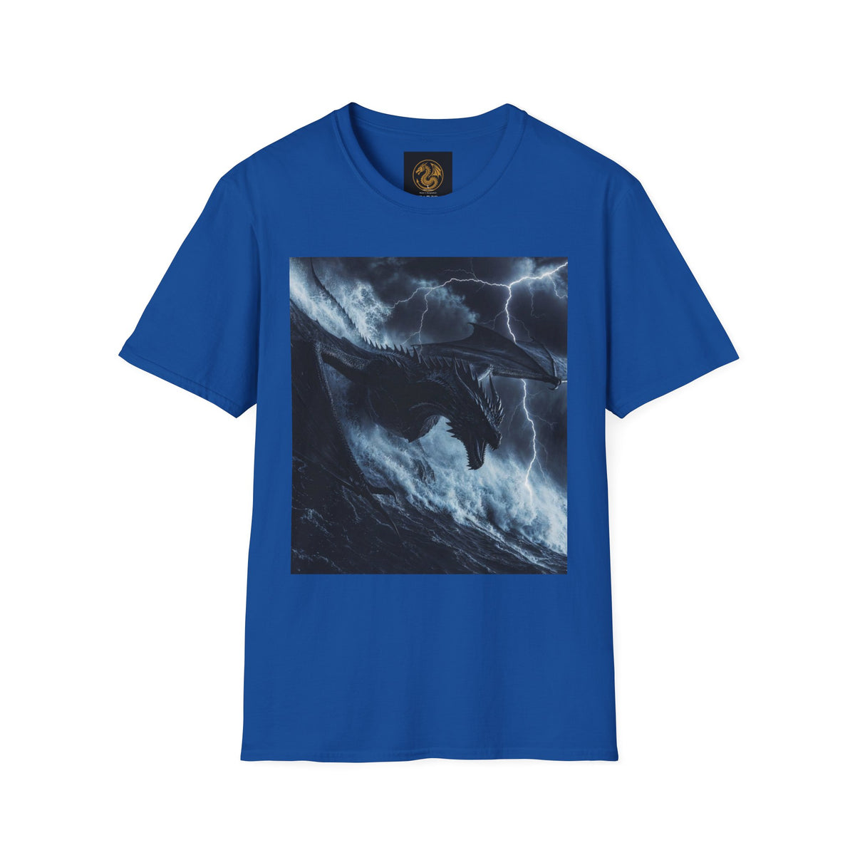 A Stormy Oceanic Dragon T-Shirt — Dark Ocean Lightning Graphic Tee
