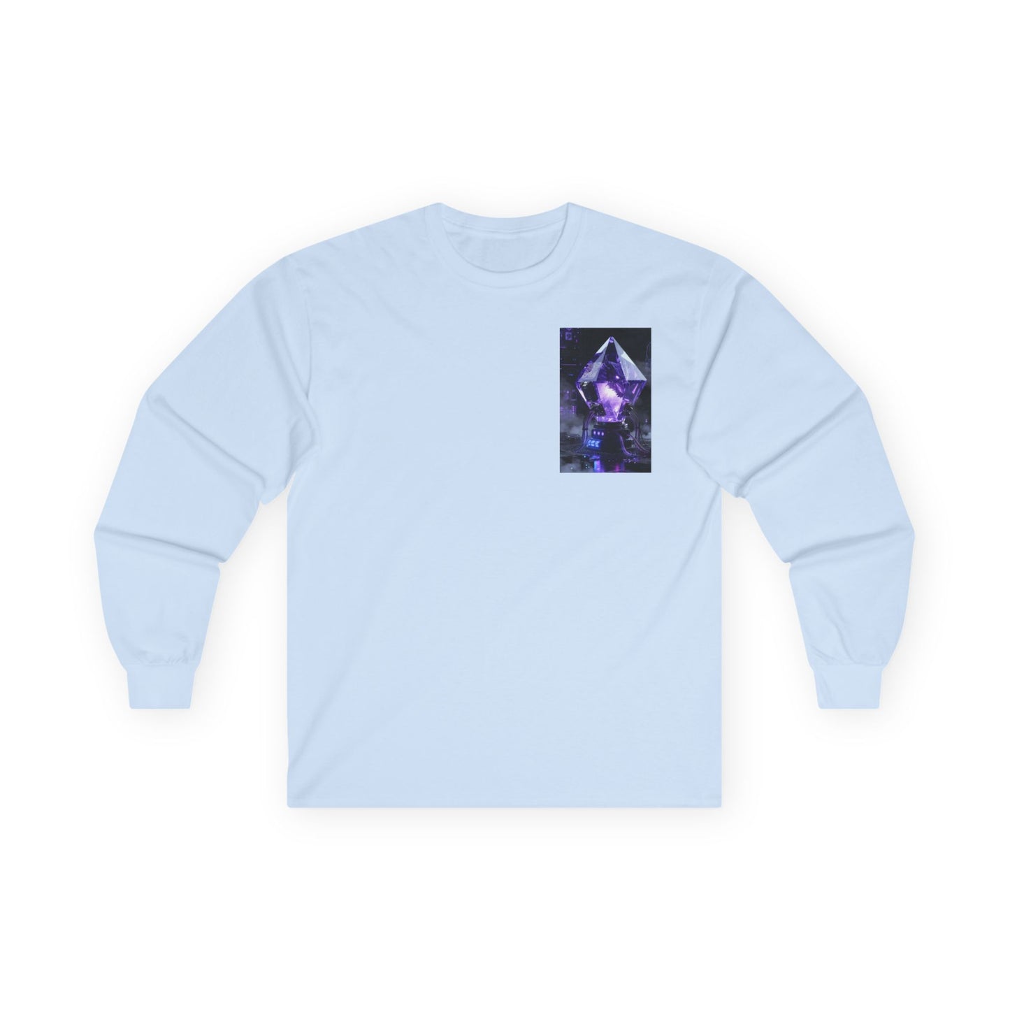Long Sleeve Tee — Purple Crystal Skull Graphic