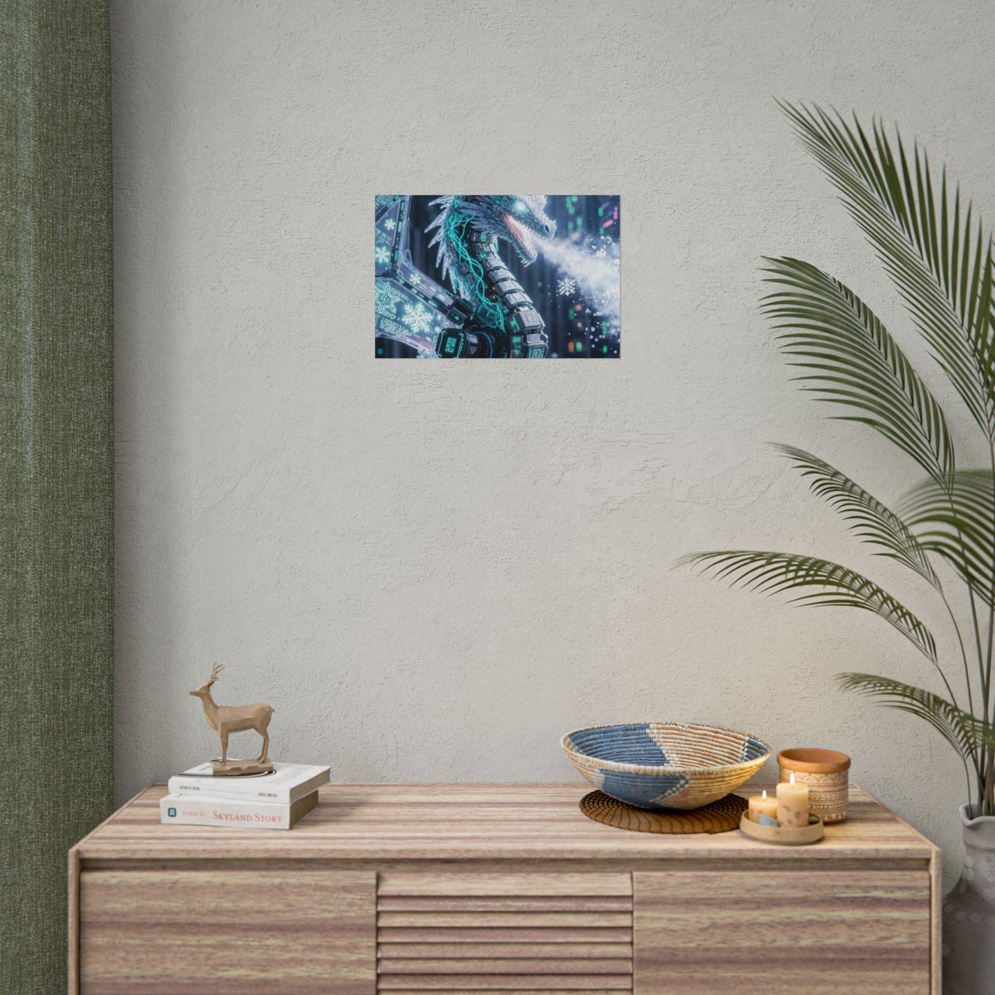 Rolled Poster — Cyber Ice Dragon Fantasy Art Print